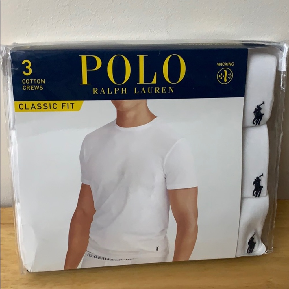 Polo Classic Fit White Cotton Crew Undershirts - 3 pack